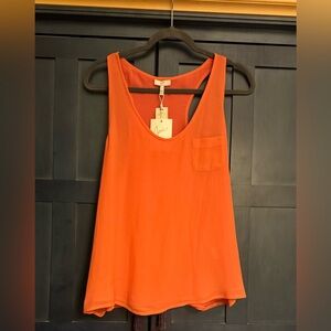 Coral racer back silk Joie top